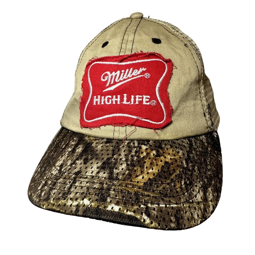 Miller High Life Camo Brim Hat Cap Adjustable Mesh